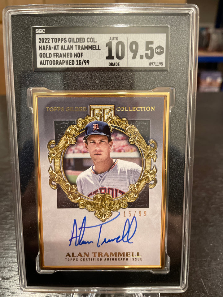 Alan Trammell 2022 Topps Gilded Collection Gold Frame Hall of Fame Autographs, 15/99, SGC 9.5 Gem Mint