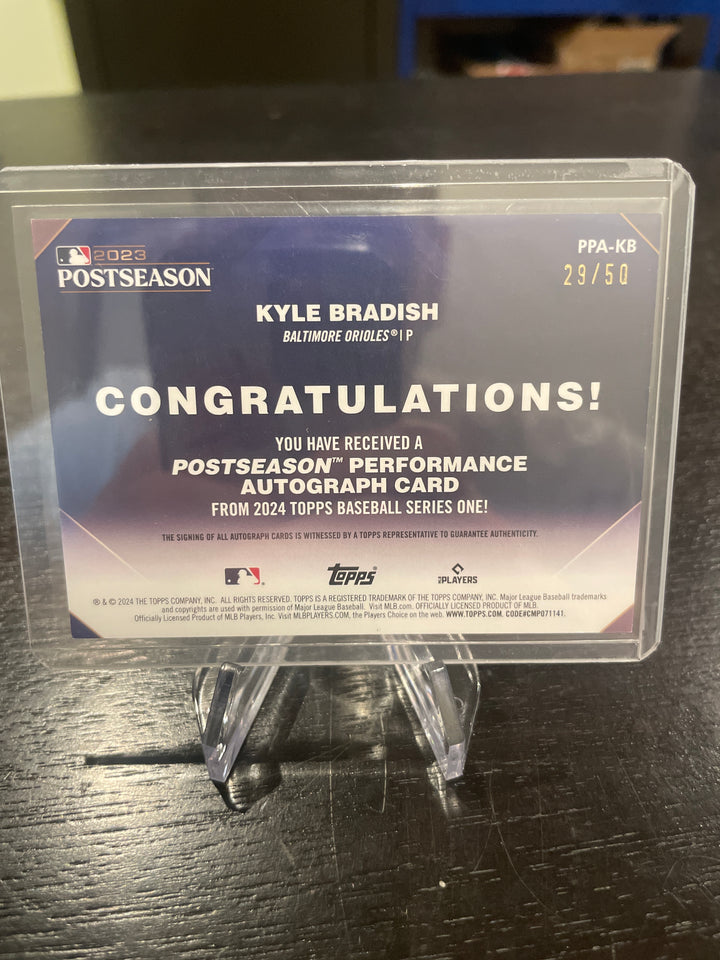 Kyle Bradish 2023 Topps Series One Postseason Performance Auto, 29/50