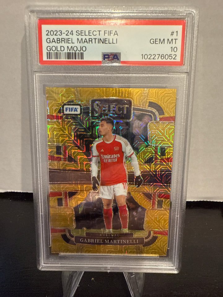 Gabriel Martinelli 2023-2024 Panini Select FIFA Gold Mojo, 06/10, PSA 10 Gem Mint