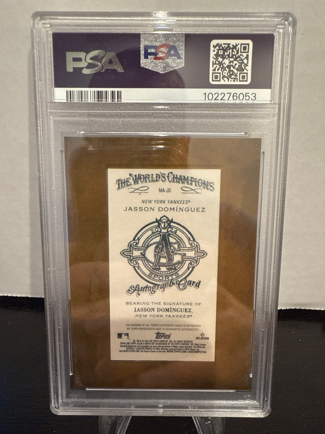 Jasson Dominguez 2024 Topps Allen & Ginter Mini Framed Rookie Auto, PSA 9 Mint