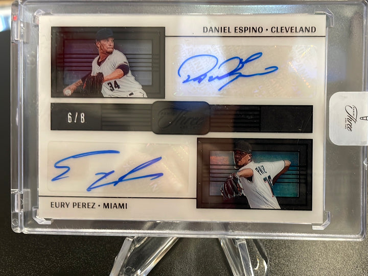 Daniel Espino/Eury Perez 2023 Panini Three & Two Dual Auto, 6/8