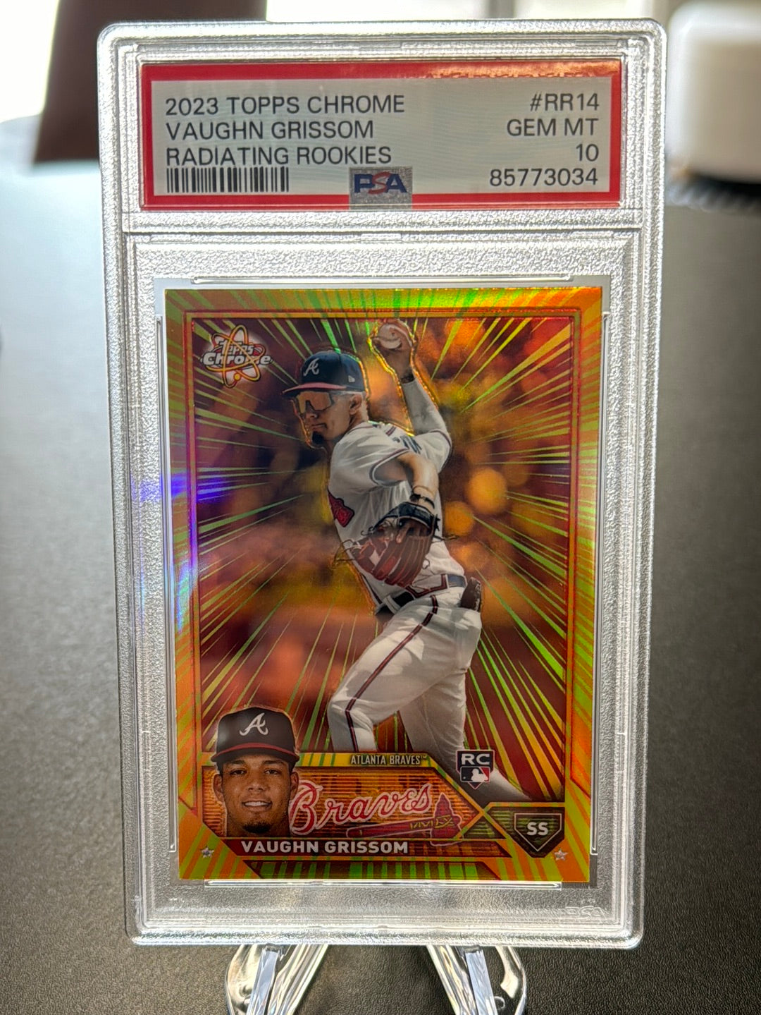 Vaugn Grissom 2023 Topps Chrome Radiating Rookie SSP, PSA 10 Gem Mint