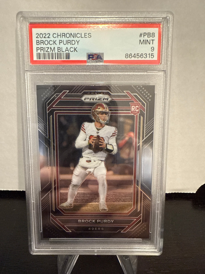 Brock Purdy 2022 Panini Chronicles Prizm Black Rookie, PSA 9 Mint