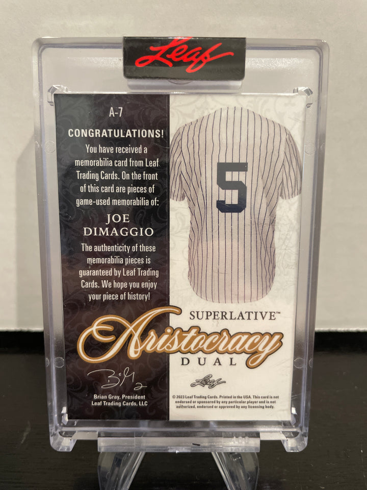 Joe Dimaggio 2023 Leaf Superlative Aristocracy Dual Relic, 4/10