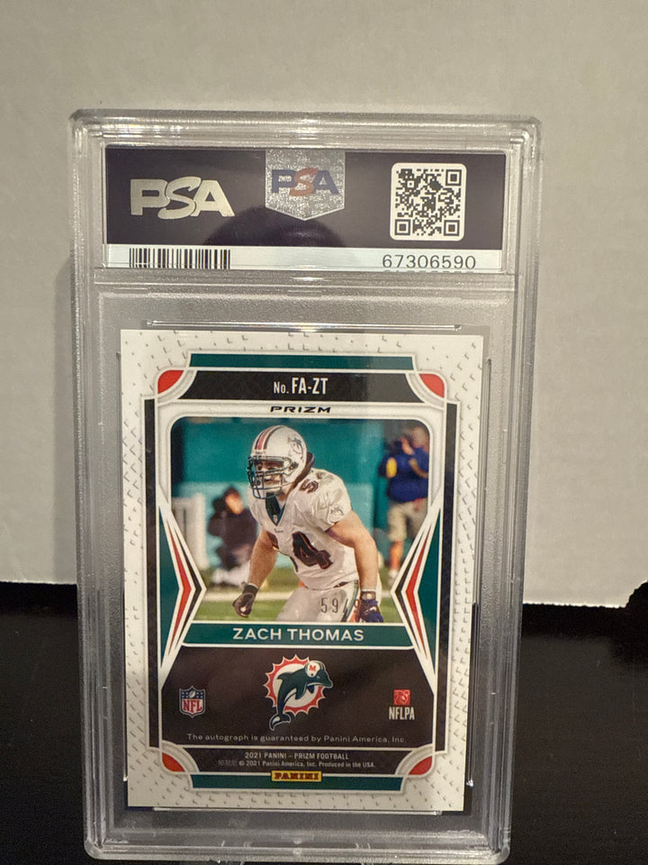 Zach Thomas 2021 Panini Prizm Flashback Auto, 59/99, PSA 10 Gem Mint