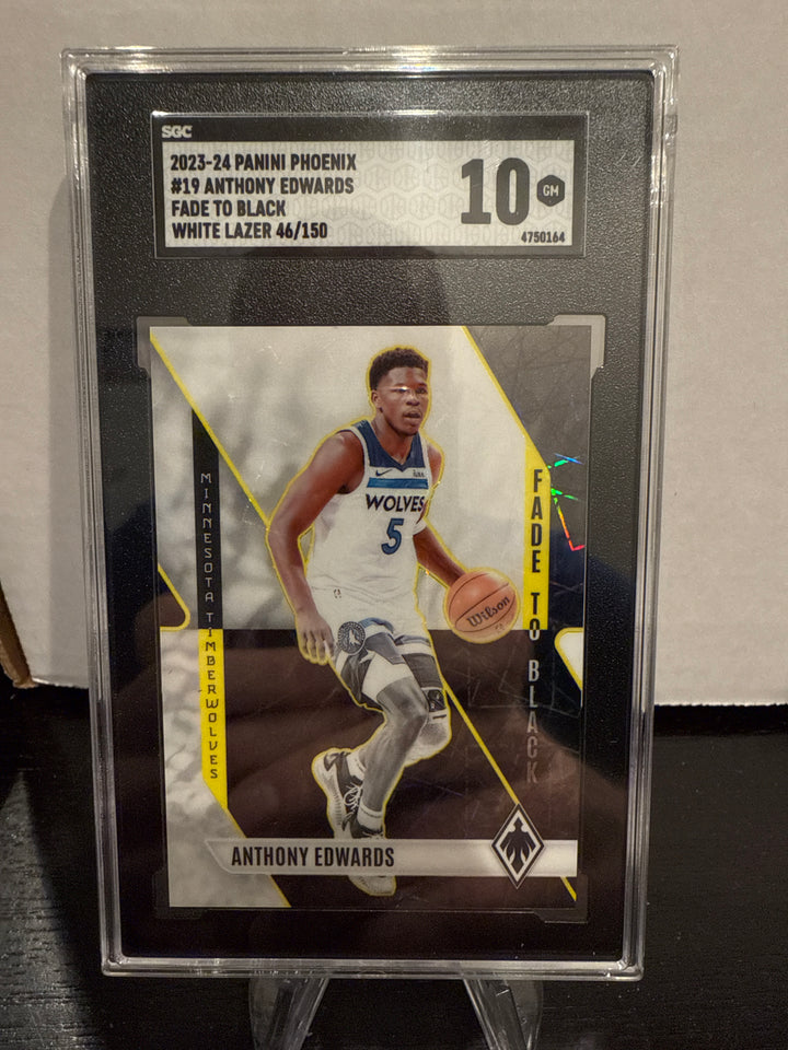 Anthony Edwards 2023-2024 Panini Phoenix Fade to Black White Lazer, 46/150, SGC 10 Gem Mint