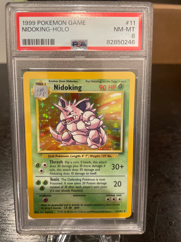 Pokémon TCG 1999 Nidoking Holo, 11/102, PSA 8