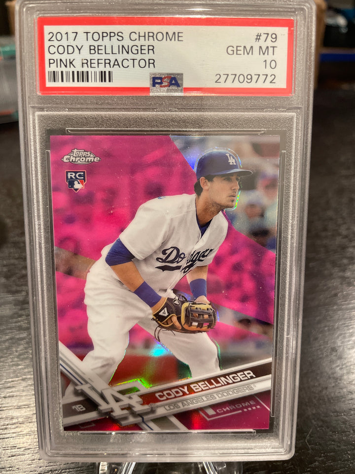 Cody Bellinger 2017 Topps Chrome Pink Refractor Rookie, PSA 10 Gem Mint