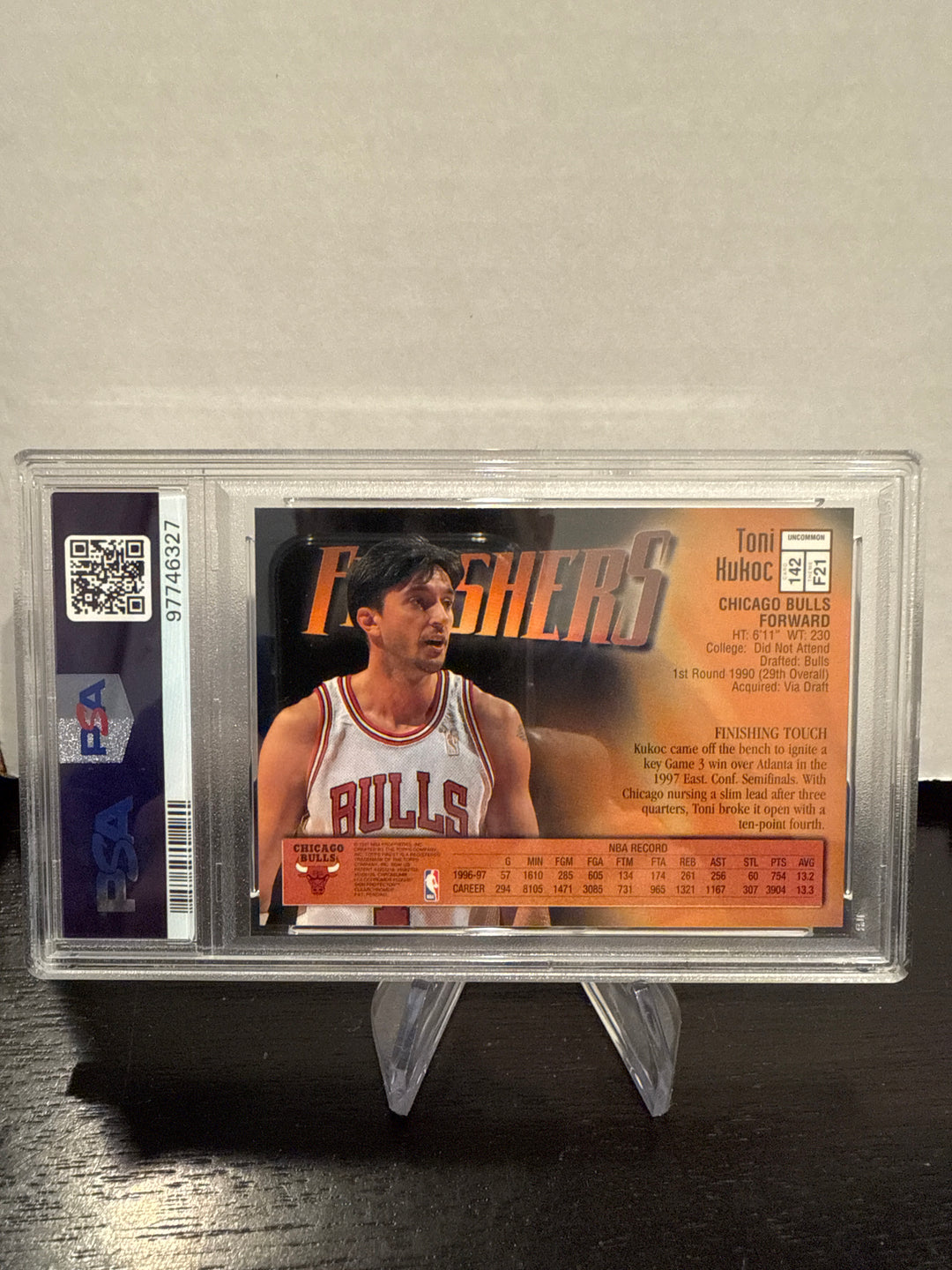 Toni Kukoc 1997 Topps Finest with Coating, PSA 9 Mint