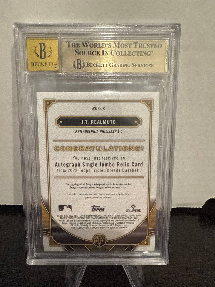 J.T. Realmuto 2022 Topps Triple Threads Jumbo Relic Auto, 72/99, BGS 9.5 Gem Mint