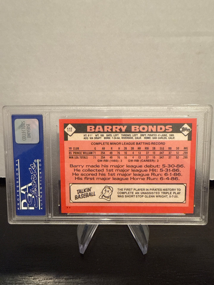 Barry Bonds 1986 Topps Traded Rookie, PSA 9 Mint