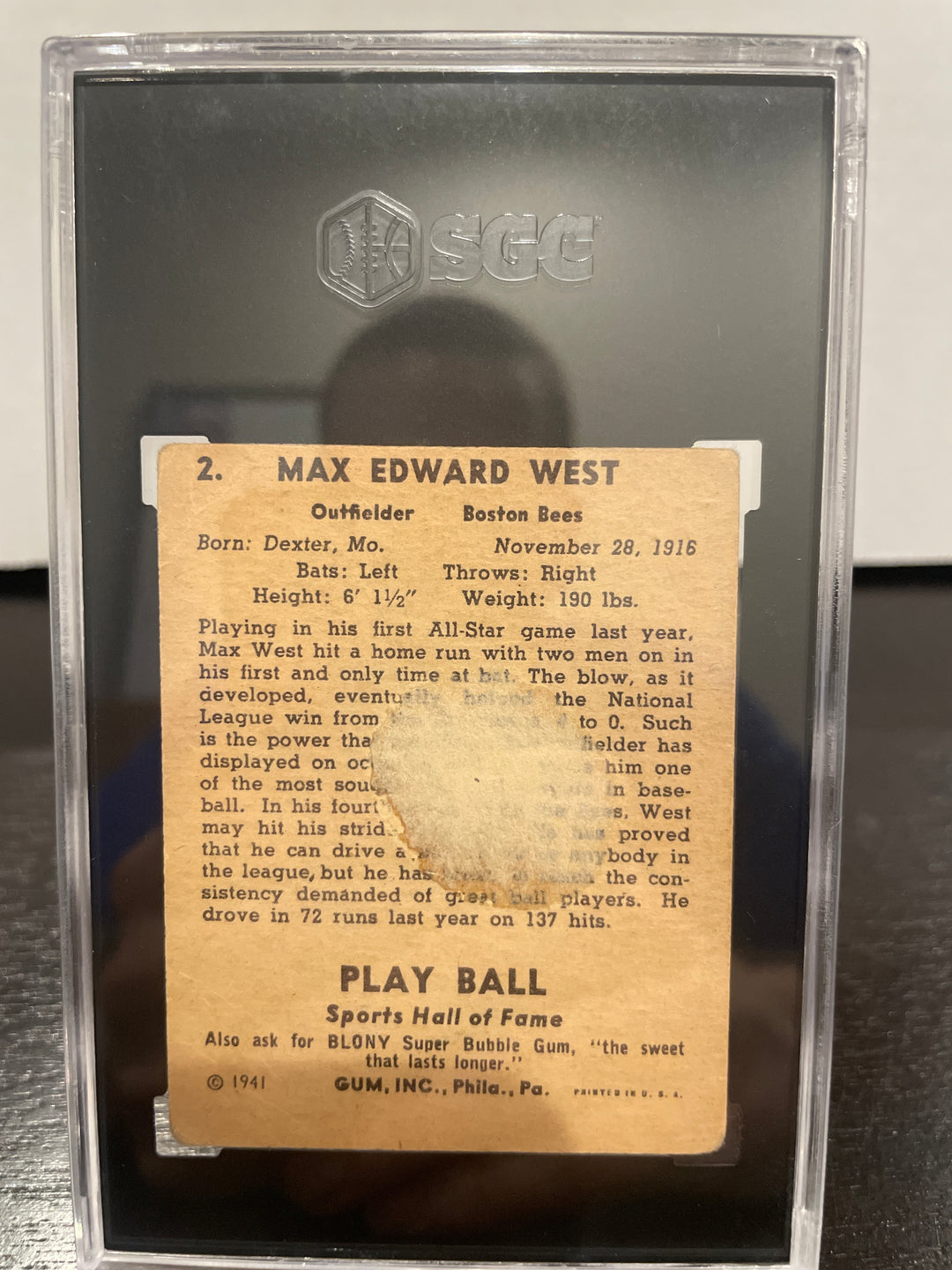 Max West 1941 Playball, SGC 1