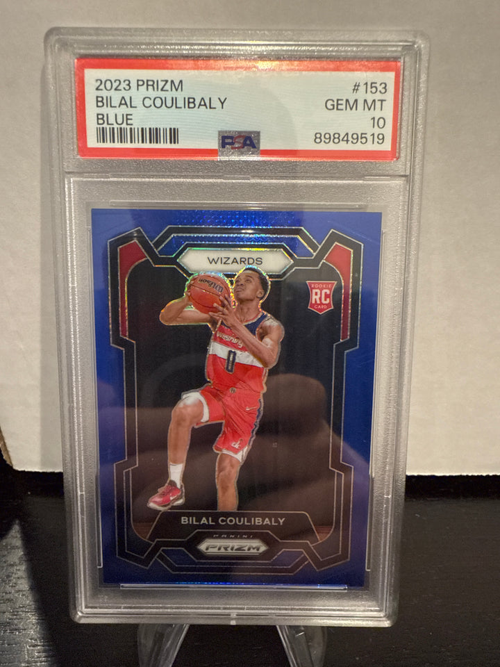 Bilal Coulibaly 2023 Panini Prizm Blue Rookie, 115/199, PSA 10 Gem Mint