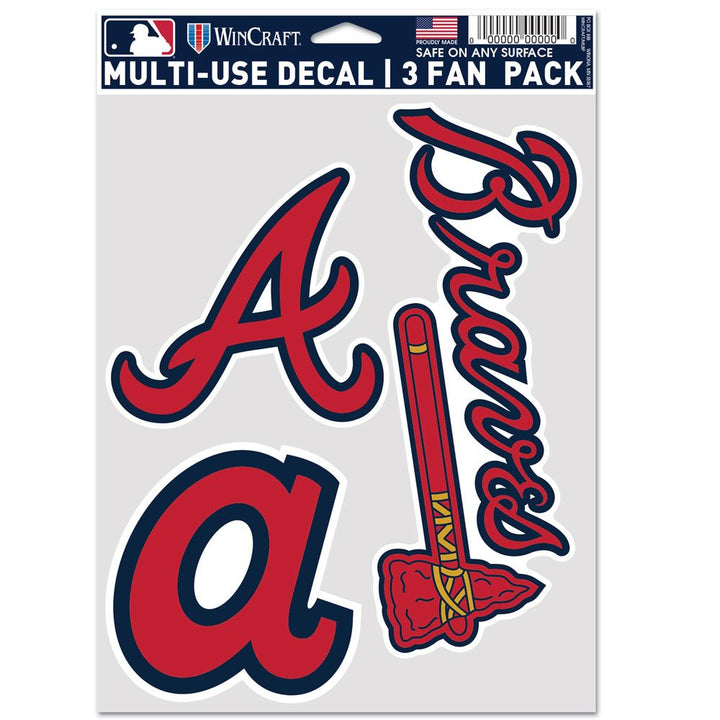 Atlanta Braves Multi Use Decal Fan Set of 3