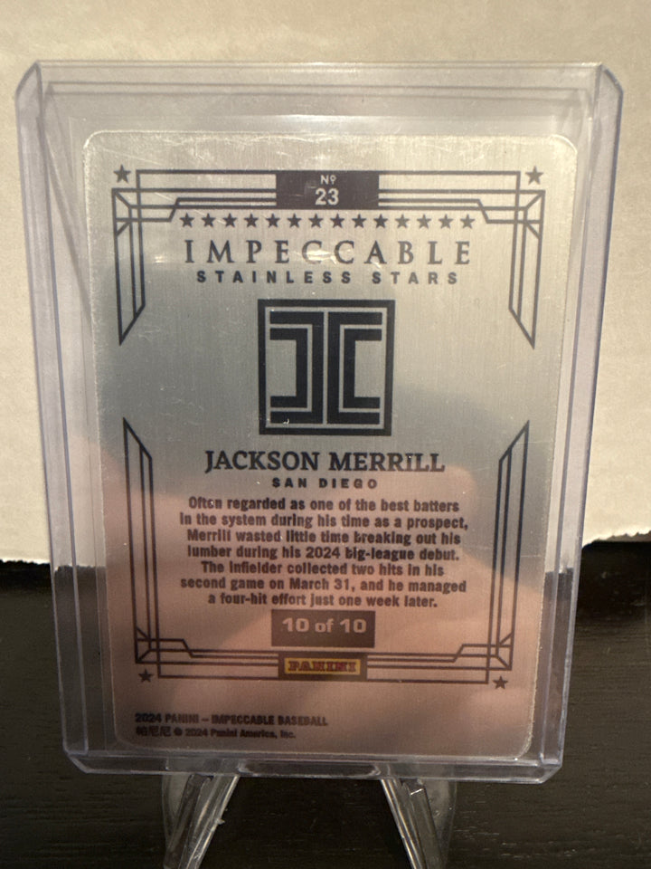 Jackson Merrill 2024 Panini Impeccable Stainless Stars Gold Rookie, 10/10