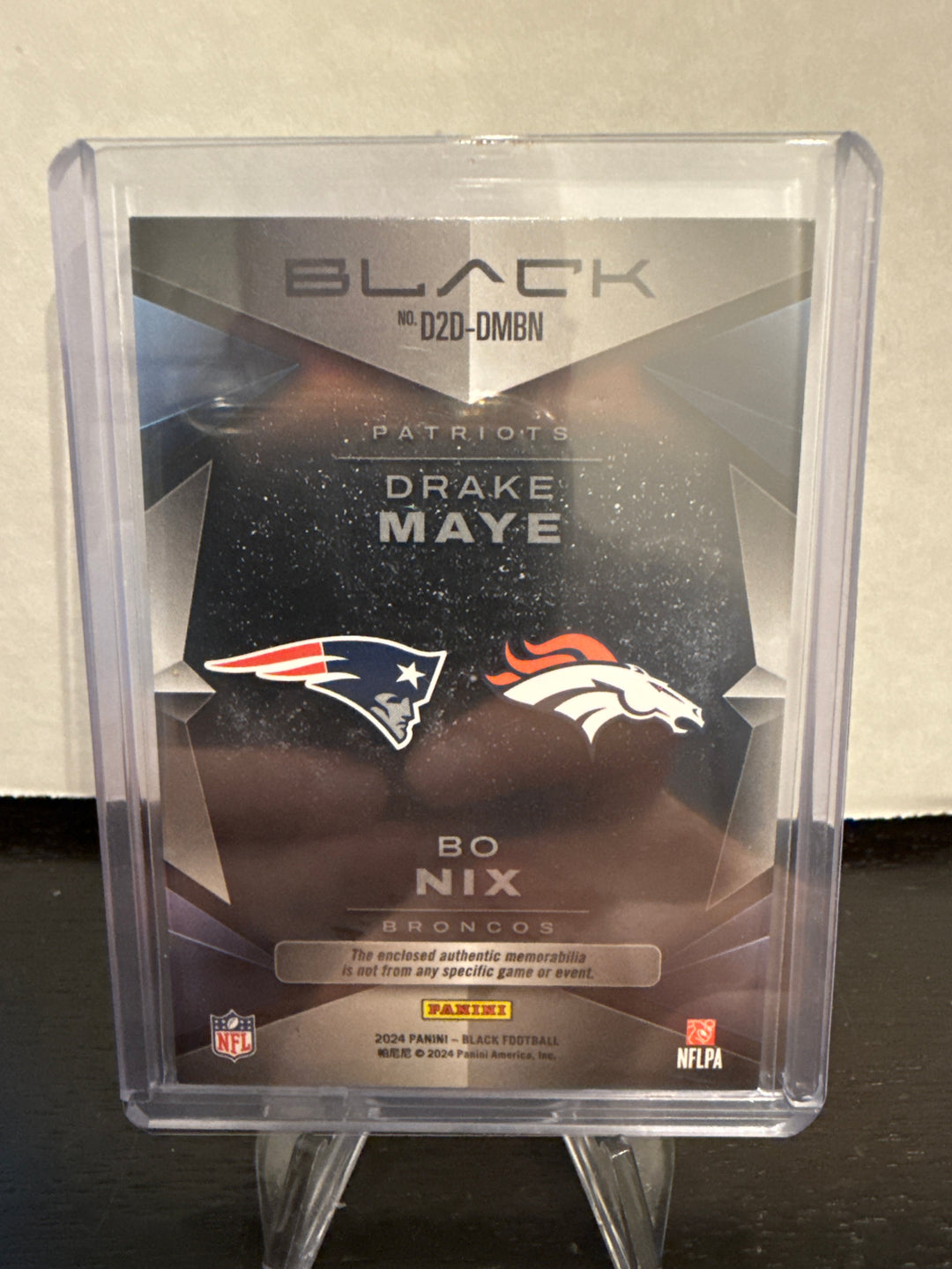 Drake Maye/Bo Nix 2024 Panini Black Dual Rookie Relic, 025/199