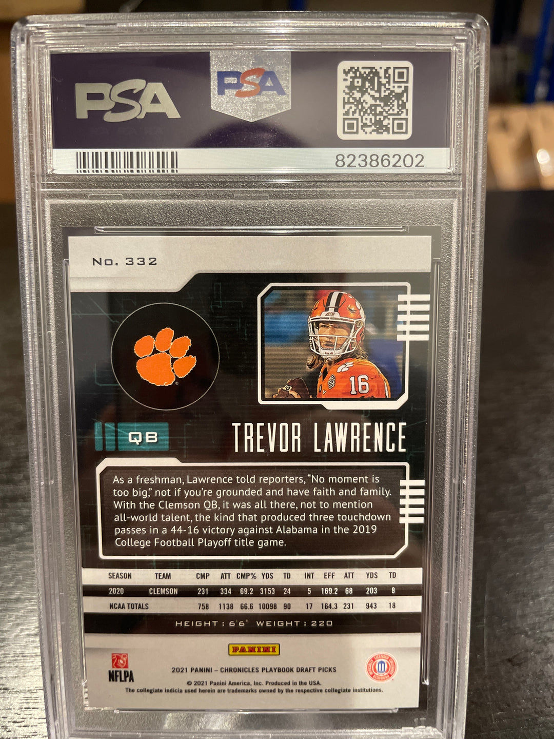 Trevor Lawrence 2021 Panini Chronicles Draft Picks Playbook Rookie, PSA 10 Gem Mint