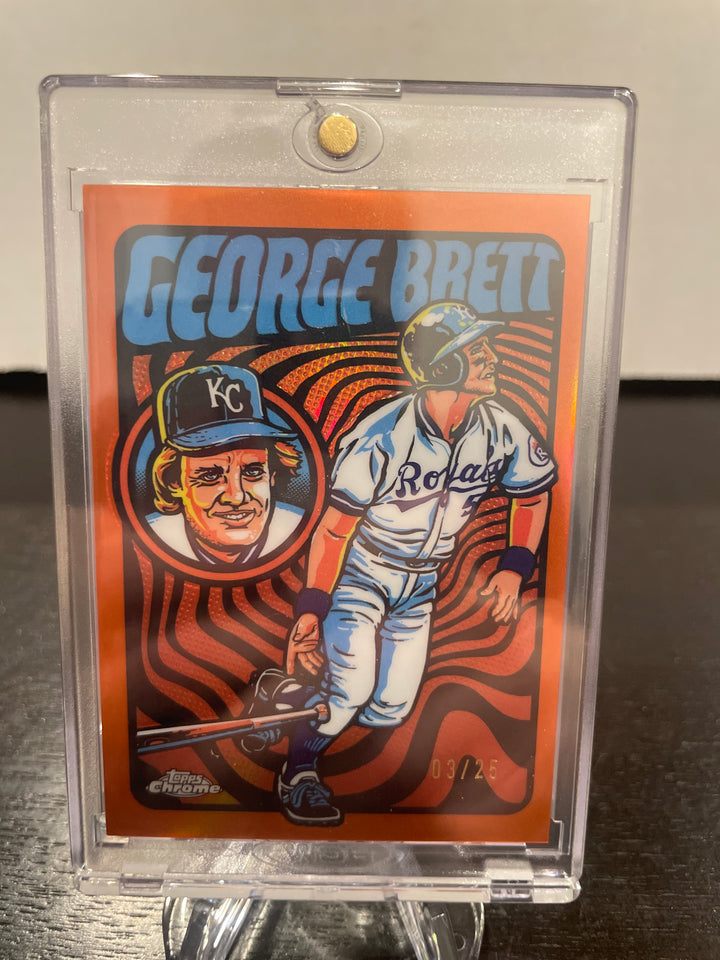 George Brett 2024 Topps Chrome Ultra Violet Orange SSP Refractor, 03/25