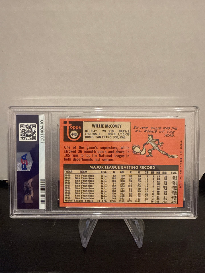 Willie McCovey 1969 Topps, Last Name in Yellow, PSA 6