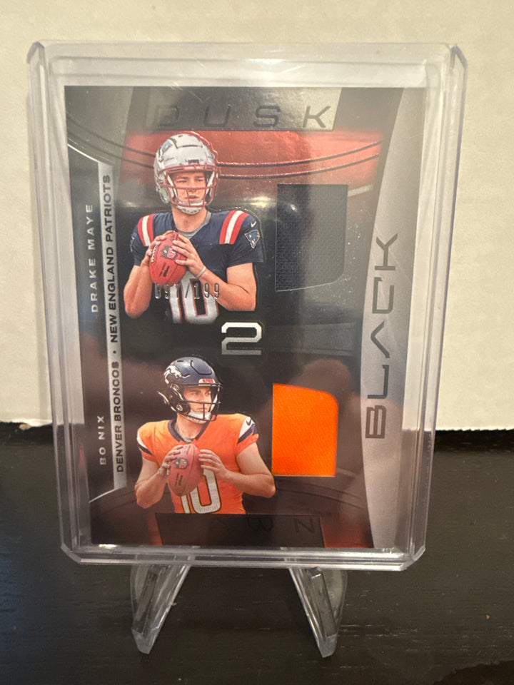 Drake Maye/Bo Nix 2024 Panini Black Dual Rookie Relic, 025/199