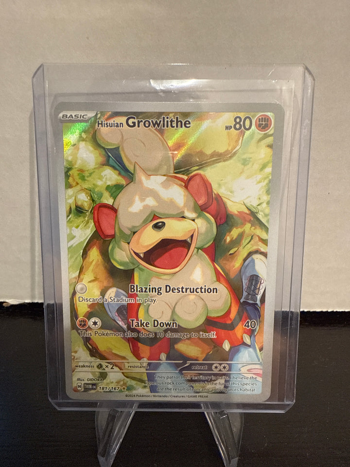 Pokémon TCG 2024 Hisuian Growlithe Twighlight Masquerade Illustration Rare, 181/167