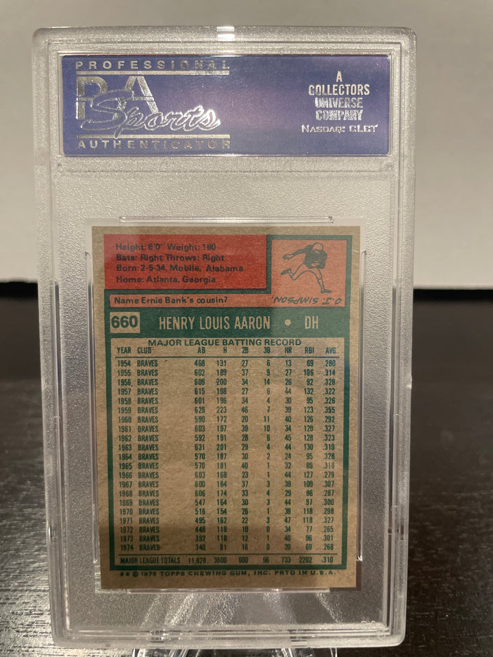 Hank Aaron 1975 Topps Mini, PSA 7