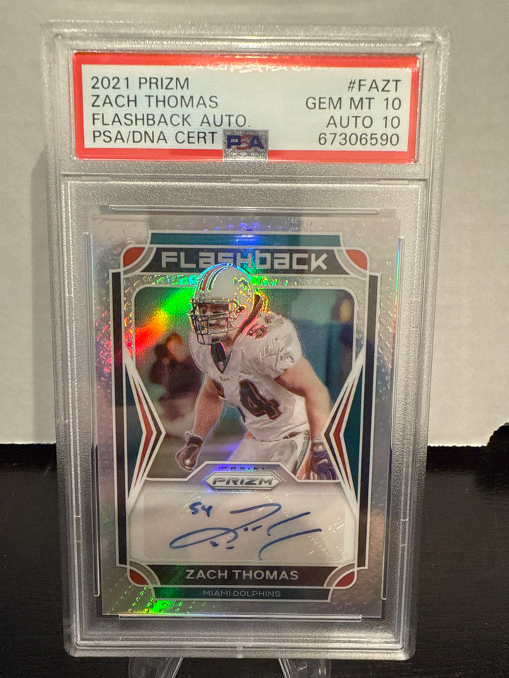 Zach Thomas 2021 Panini Prizm Flashback Auto, 59/99, PSA 10 Gem Mint