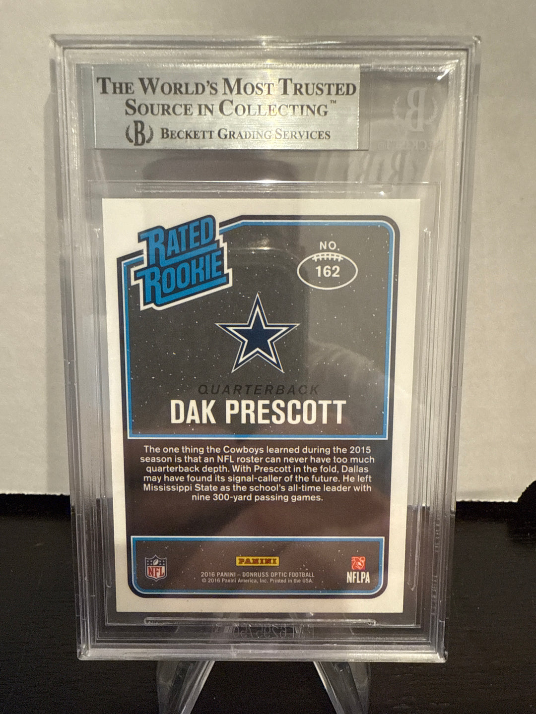 Dak Prescott 2016 Panini Donruss Optic Rated Rookie, BGS 9 Mint