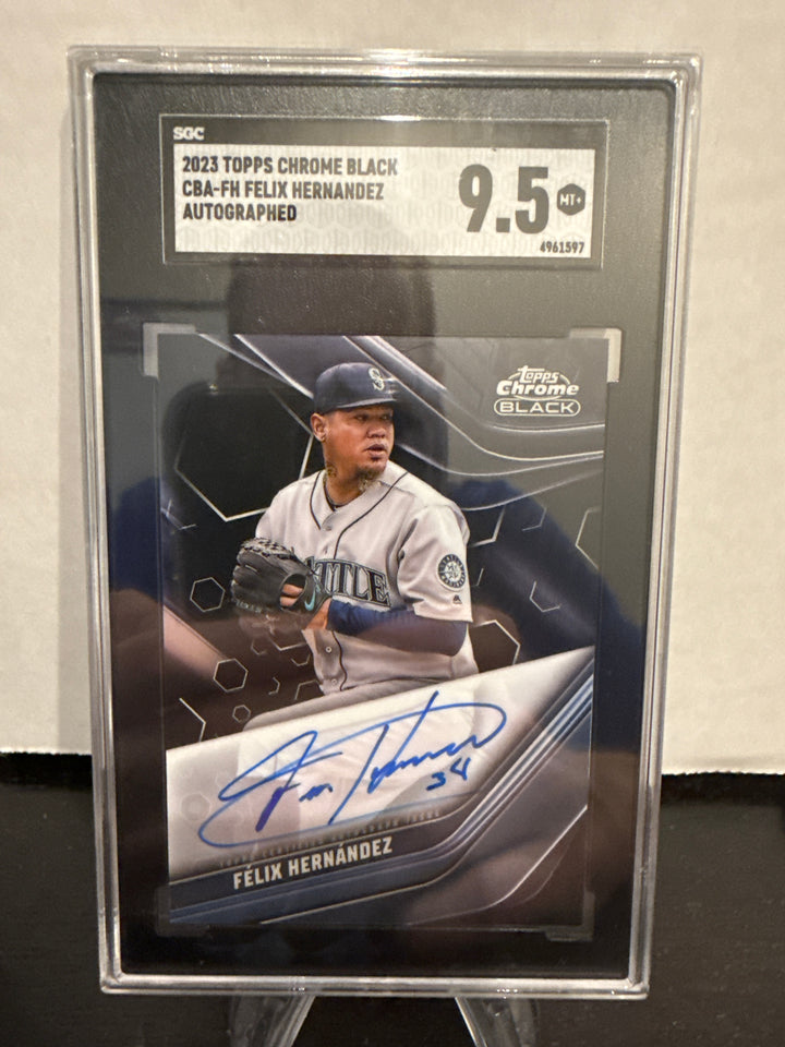 Felix Hernandez 2023 Topps Chrome Black Auto, SGC 9.5