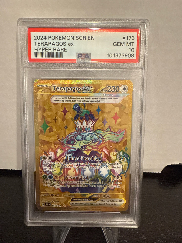 Pokémon TCG 2024 Terapagos EX Stellar Crown Special Illustration Rare, 173/142, PSA 10 Gem Mint