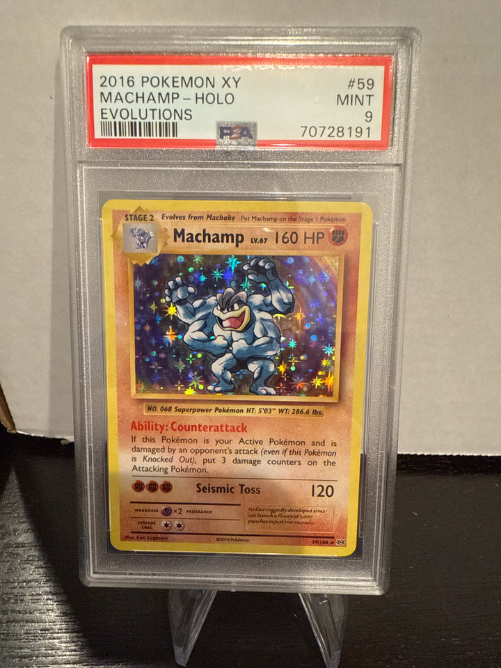 Pokémon TCG 2016 Machamp XY Evolutions Rare Holofoil, 59/108, PSA 9 Mint