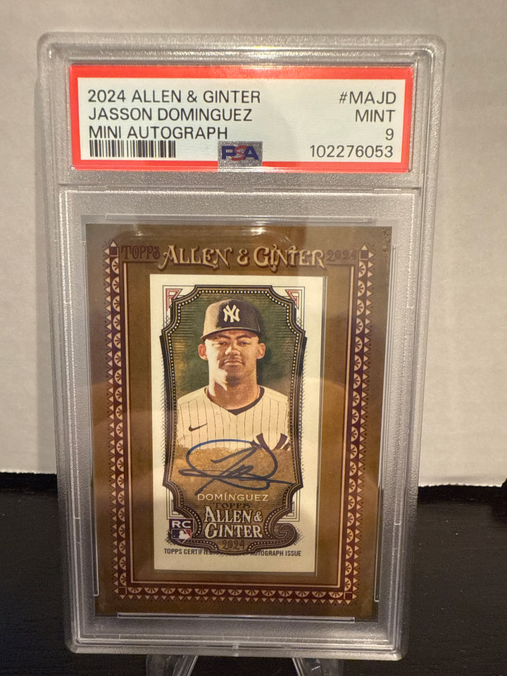 Jasson Dominguez 2024 Topps Allen & Ginter Mini Framed Rookie Auto, PSA 9 Mint