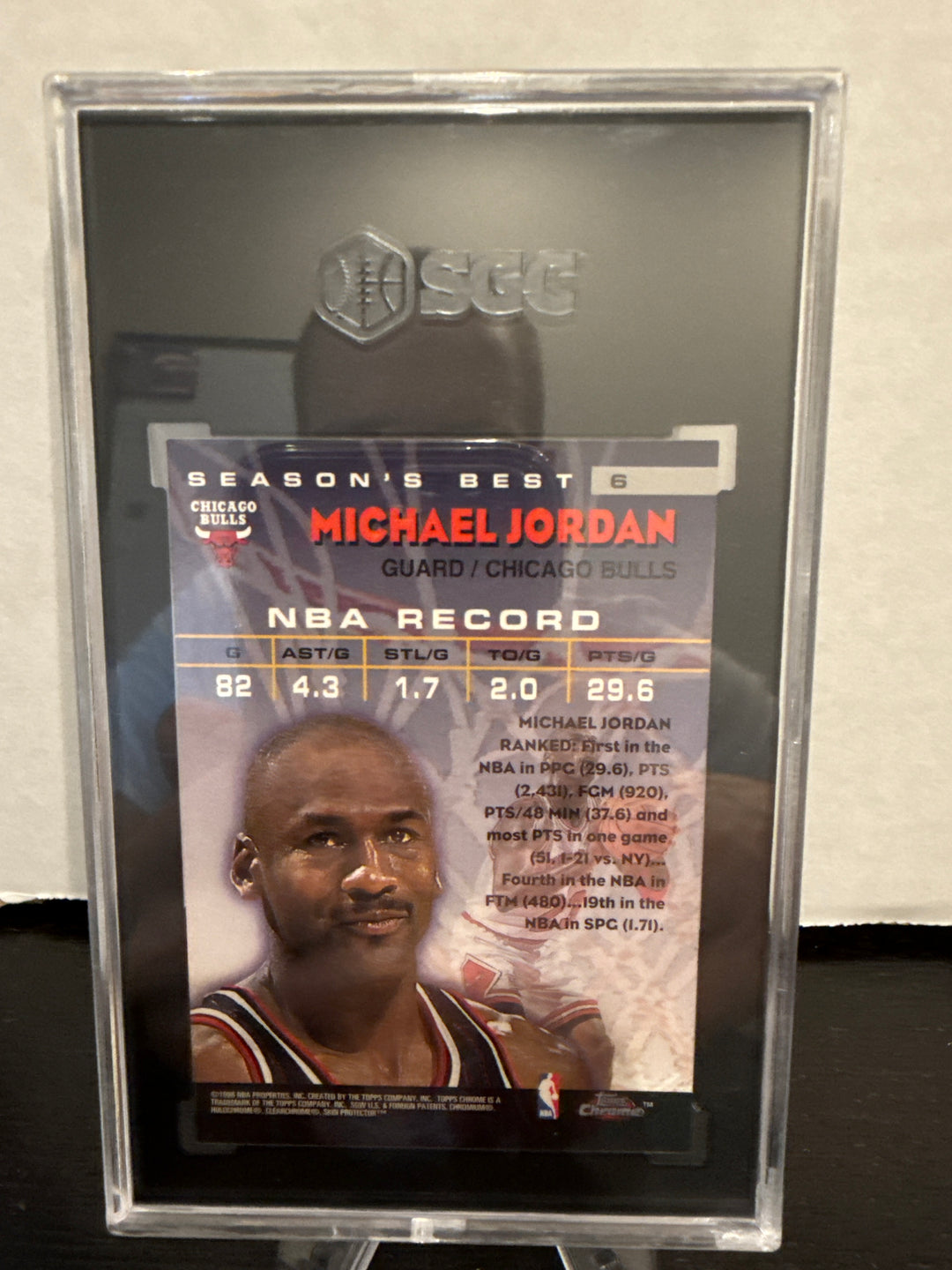 Michael Jordan 1997 Topps Chrome Seasons Best Shooting Stars, SGC 8