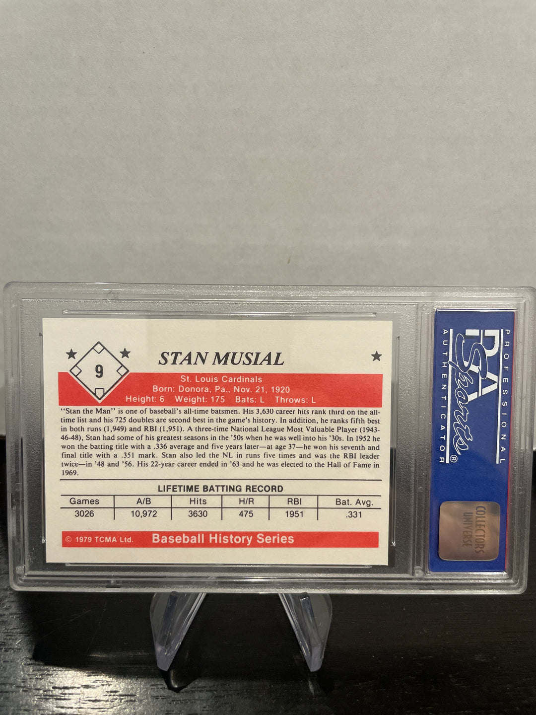 Stan Musial 1979 TCMA History Series, PSA 9 Mint