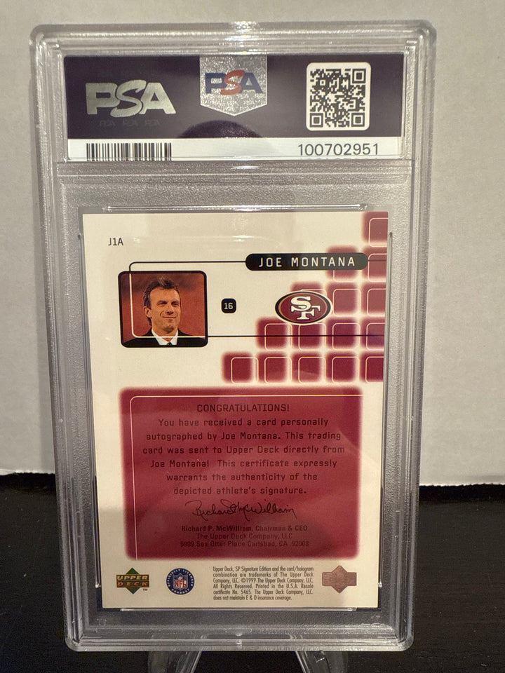 Joe Montana 1999 SP Signature Performances Auto, PSA 9 Mint