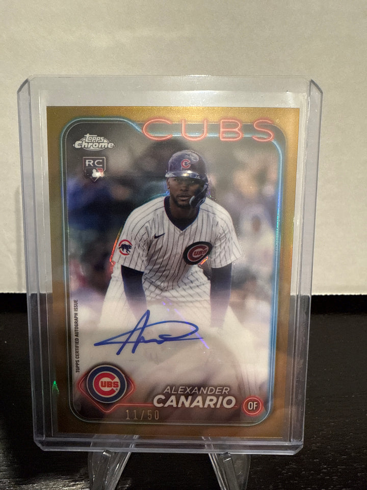 Alexander Canario 2024 Topps Chrome Gold Rookie Auto, 11/50