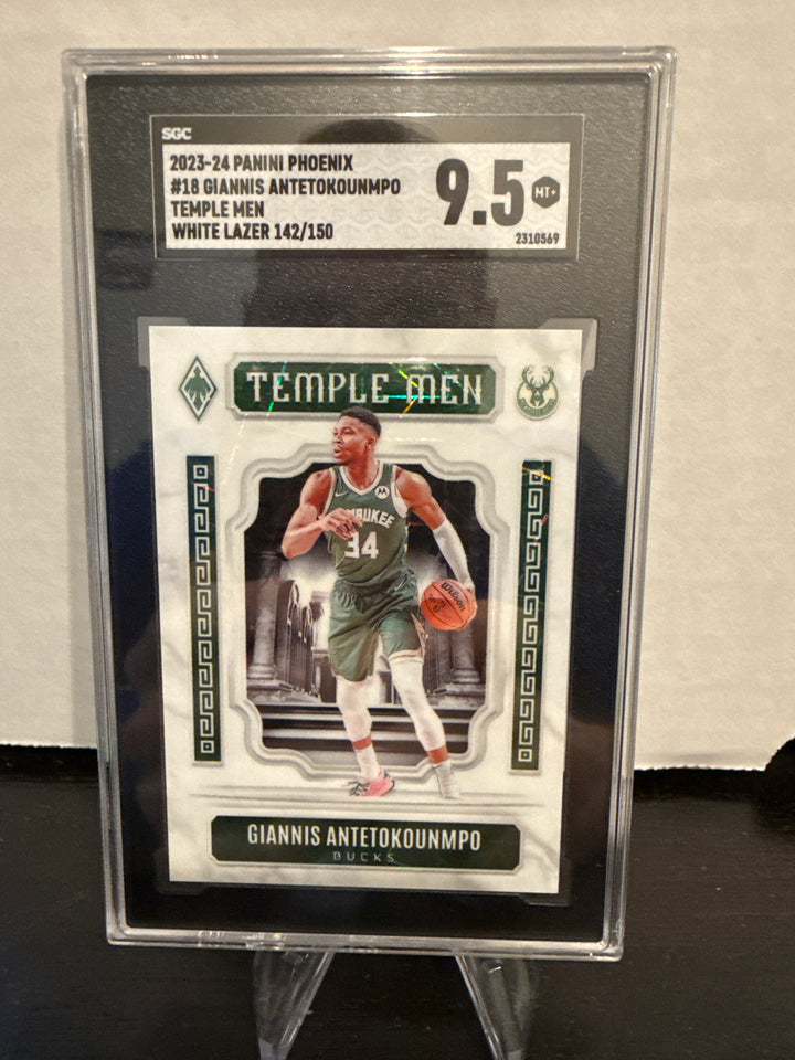 Giannis Antetokounmpo 2023-2024 Panini Phoenix Temple Men White Lazer, 142/150, SGC 9.5 Gem Mint