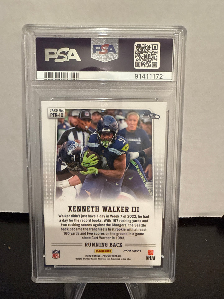 Kenneth Walker 2022 Panini Prizm Flashback Rookie Silver, PSA 10 Gem Mint