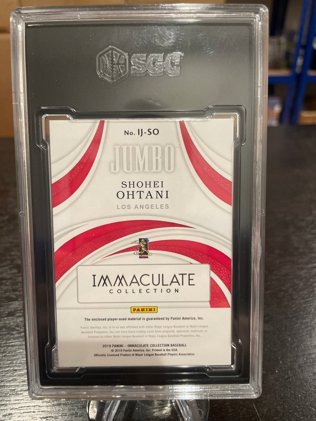 Shohei Ohtani 2019 Panini Immaculate Jumbo Relic, 07/49, SGC 8