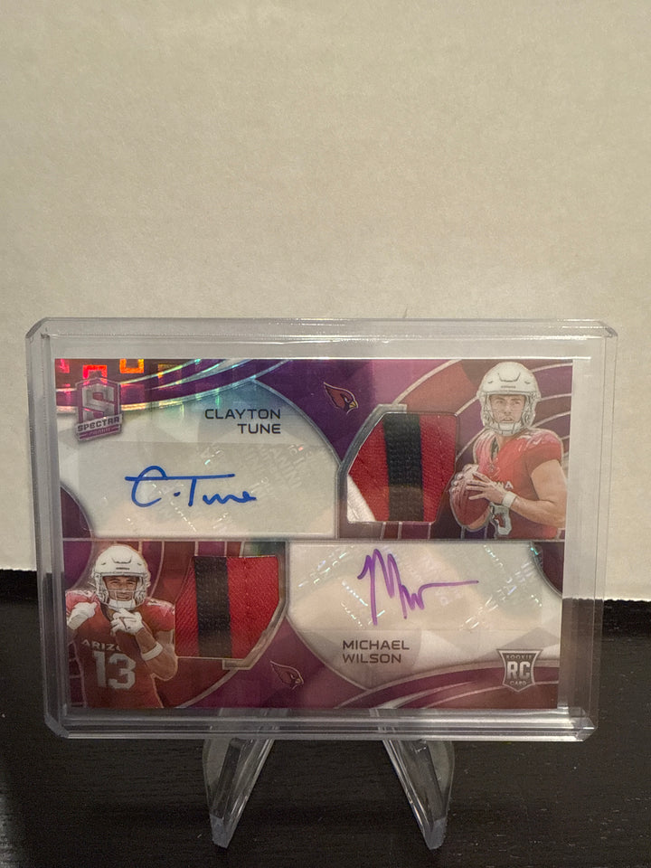 Clayton Tune/Michael Wilson 2023 Panini Spectra Dual Rookie Patch Auto, Purple, 13/30