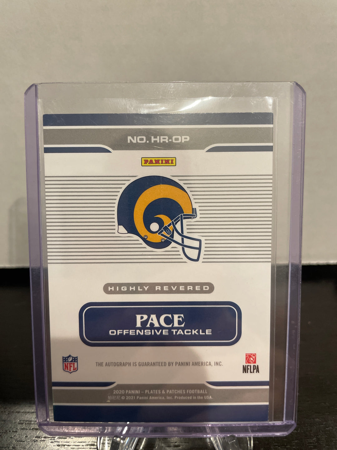 Orlando Pace 2020 Panini Plates & Patches Highly Revered Auto, 43/50