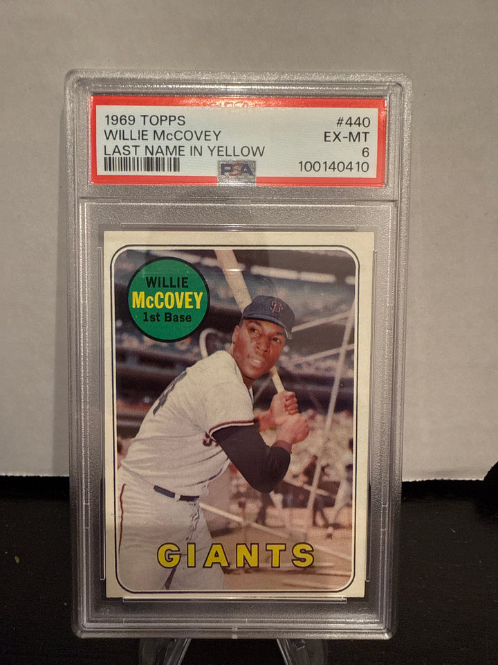 Willie McCovey 1969 Topps, Last Name in Yellow, PSA 6