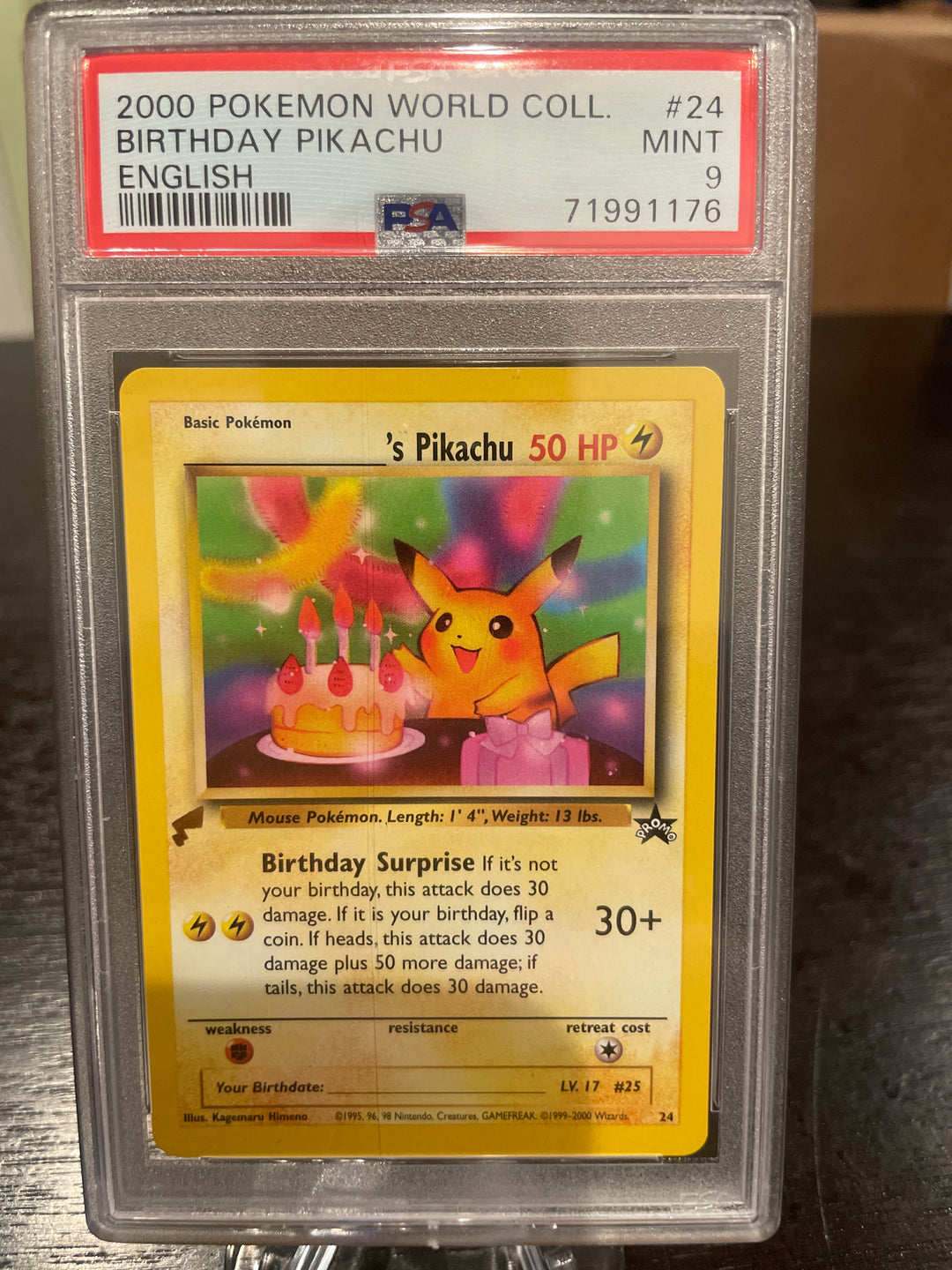 Pokémon TCG 2000 Birthday Pikachu Promo, PSA 9 Mint