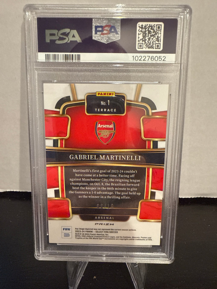 Gabriel Martinelli 2023-2024 Panini Select FIFA Gold Mojo, 06/10, PSA 10 Gem Mint