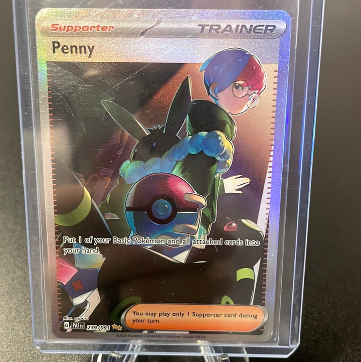 Pokemon TCG 2024 Penny Trainer Paldean Fates Special Illustration, 239/091