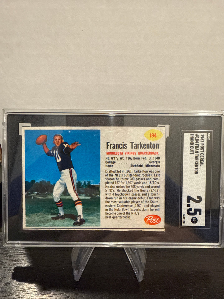 Fran Tarkenton 1962 Post Cereal, SGC 2.5