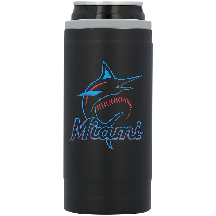 Miami Marlins 12oz Slim Can Powder Coat Coolie