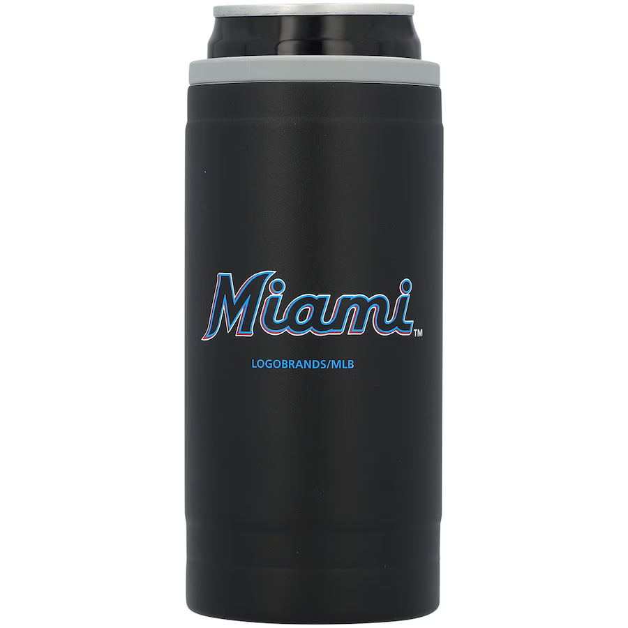 Miami Marlins 12oz Slim Can Powder Coat Coolie