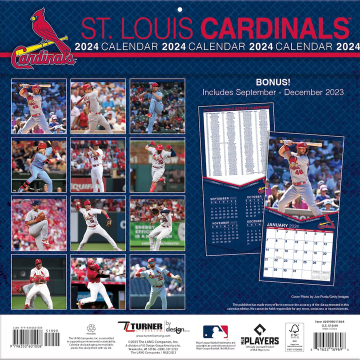 St Louis Cardinals 2024 Wall Calendar 12" x 12"