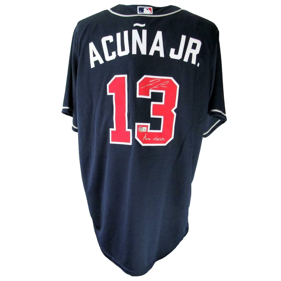 Ronald Acuna Jr Atlanta Braves Navy Blue Autographed #13 Jersey JSA Certification